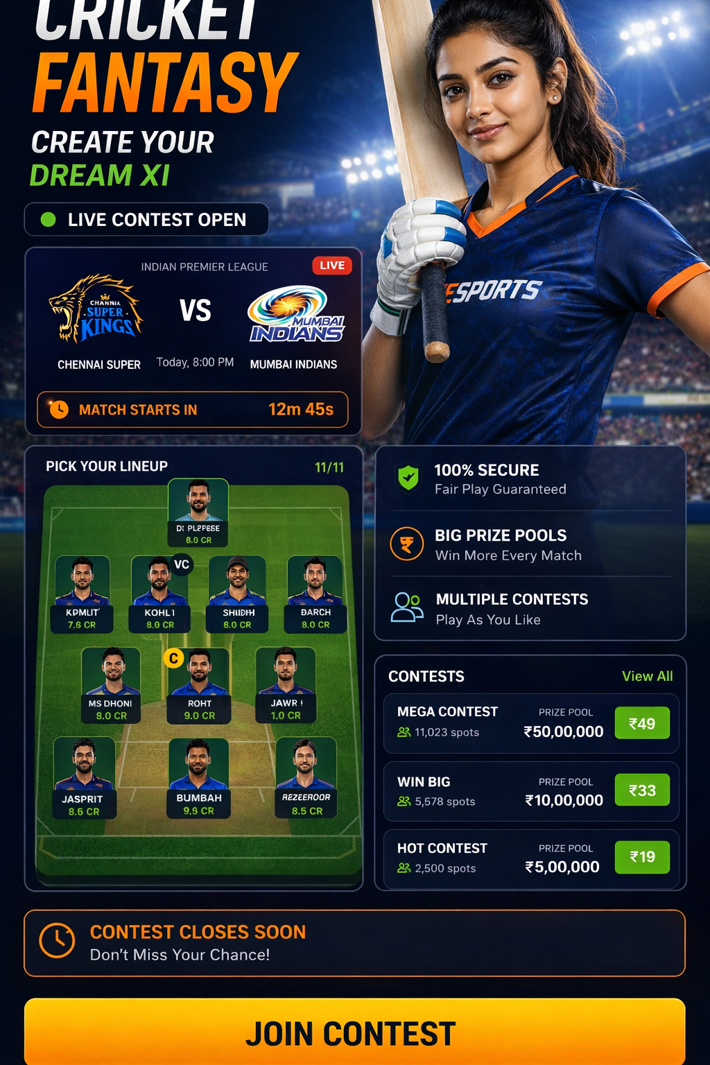 Come Cric Hub cricket matchday visual