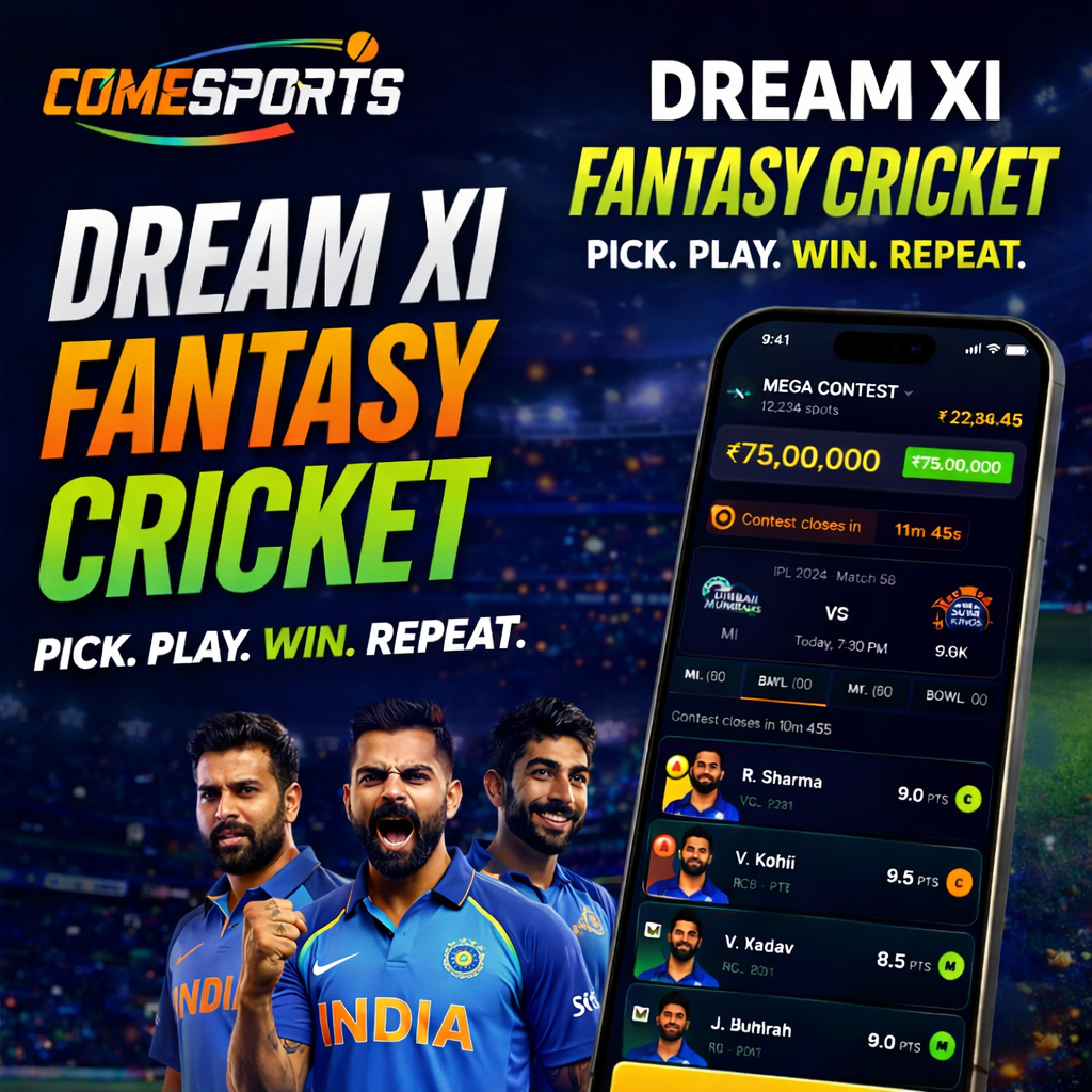 Come Cric Hub fantasy cricket challenge visual